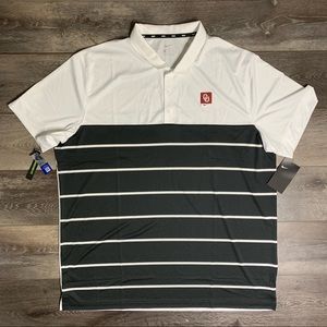 Nike Oklahoma Sooners White Striped Short Sleeve Golf Polo SZ XXL 2XL